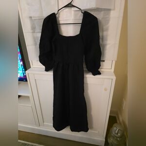 Elegant Black Puff Sleeve Dress